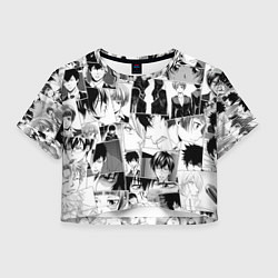 Футболка 3D укороченная женская Psycho Pass pattern, цвет: 3D-принт