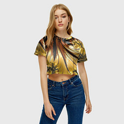 Футболка 3D укороченная женская Черный с золотым фрактал Абстракция, цвет: 3D-принт — фото 2