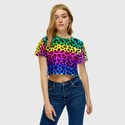 Футболка 3D укороченная женская Leopard Pattern Neon, цвет: 3D-принт — фото 2