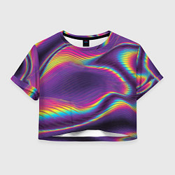 Футболка 3D укороченная женская Neon fashion pattern Wave, цвет: 3D-принт