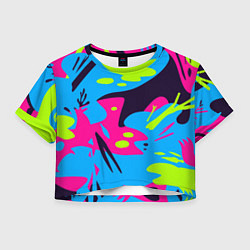 Футболка 3D укороченная женская Color abstract pattern Summer, цвет: 3D-принт