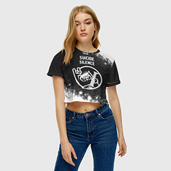 Футболка 3D укороченная женская Suicide Silence - КОТ - Брызги, цвет: 3D-принт — фото 2