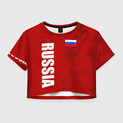 Футболка 3D укороченная женская RUSSIA - RED EDITION - SPORTWEAR, цвет: 3D-принт