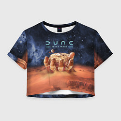 Футболка 3D укороченная женская Dune: Spice Wars песчаные дюны и рука с базой, цвет: 3D-принт