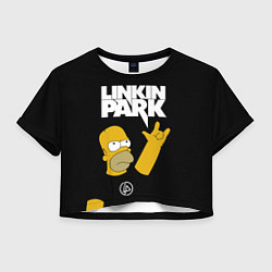 Футболка 3D укороченная женская LINKIN PARK ГОМЕР СИМПСОН, SIMPSONS, цвет: 3D-принт