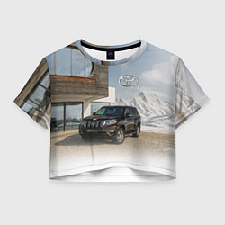 Футболка 3D укороченная женская Тoyota Land Cruiser Prado у горного коттеджа Mount, цвет: 3D-принт