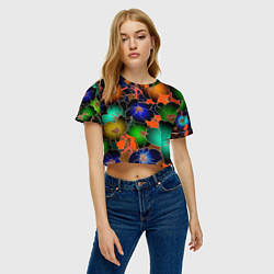 Футболка 3D укороченная женская Vanguard floral pattern Summer night Fashion trend, цвет: 3D-принт — фото 2