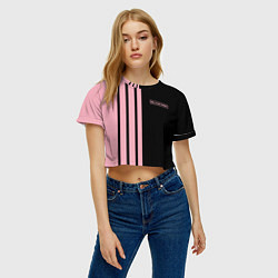 Футболка 3D укороченная женская BLACKPINK HALF BLACK-PINK MINI LOGO, цвет: 3D-принт — фото 2