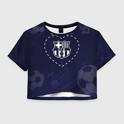 Женский топ Лого Barcelona в сердечке на фоне мячей