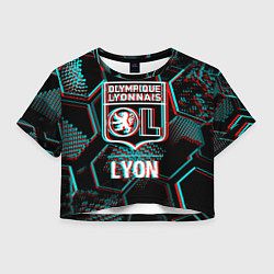 Женский топ Lyon FC в стиле Glitch на темном фоне