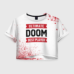 Футболка 3D укороченная женская Doom: красные таблички Best Player и Ultimate, цвет: 3D-принт