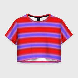 Футболка 3D укороченная женская Striped pattern мягкие размытые полосы красные фио, цвет: 3D-принт