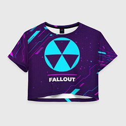 Женский топ Символ Fallout в неоновых цветах на темном фоне