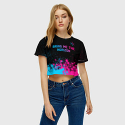 Футболка 3D укороченная женская Bring Me the Horizon Neon Gradient, цвет: 3D-принт — фото 2