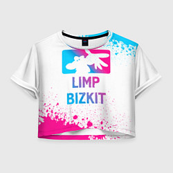 Футболка 3D укороченная женская Limp Bizkit Neon Gradient, цвет: 3D-принт