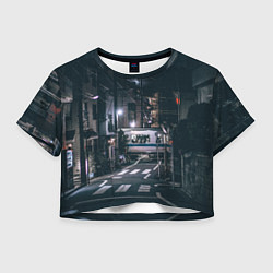 Женский топ Ночная улица города - Белый