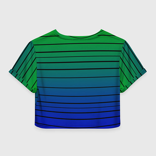 Женский топ Черные полосы на синем, зеленом градиенте / 3D-принт – фото 2