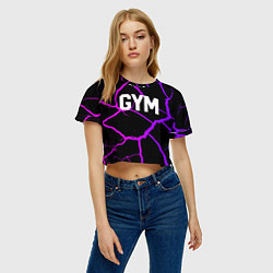 Футболка 3D укороченная женская Gym - Трещины неоновые, цвет: 3D-принт — фото 2