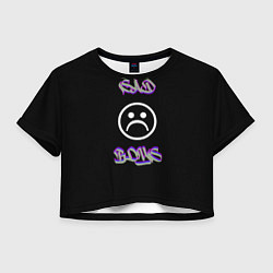 Футболка 3D укороченная женская Sad boys лого, цвет: 3D-принт