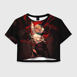 Футболка 3D укороченная женская Паэур - Человек-бензопила, цвет: 3D-принт