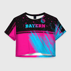 Футболка 3D укороченная женская Bayern - neon gradient: символ сверху, цвет: 3D-принт