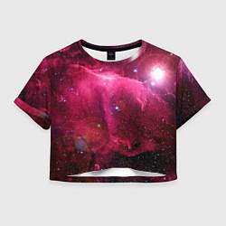 Футболка 3D укороченная женская Рубиновая туманность, цвет: 3D-принт