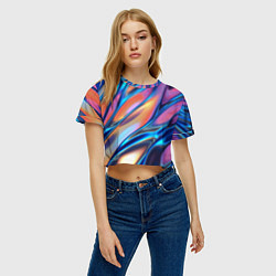 Футболка 3D укороченная женская Радужные переливы, цвет: 3D-принт — фото 2