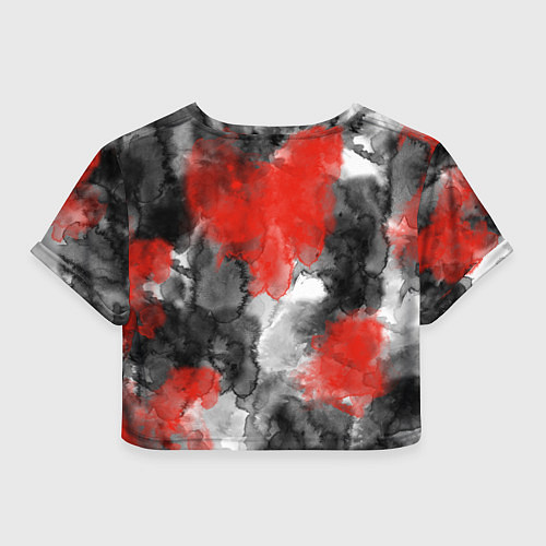 Женский топ Черно-красная абстрактная текстура акварели / 3D-принт – фото 2