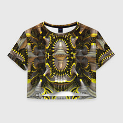 Футболка 3D укороченная женская Трехмерный фрактал, цвет: 3D-принт