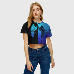 Футболка 3D укороченная женская Крылья инь янь, цвет: 3D-принт — фото 2