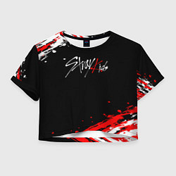 Футболка 3D укороченная женская Stray kids - краска, цвет: 3D-принт