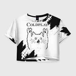 Женский топ Coldplay рок кот на светлом фоне