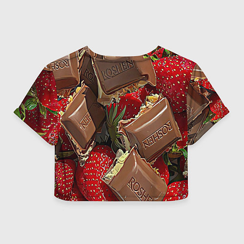 Женский топ Клубника и шоколад Рошен / 3D-принт – фото 2