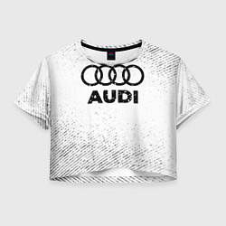 Футболка 3D укороченная женская Audi с потертостями на светлом фоне, цвет: 3D-принт