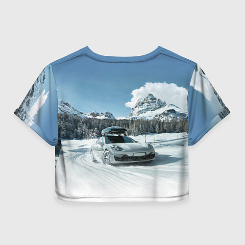 Женский топ Porsche on a mountain winter road / 3D-принт – фото 2