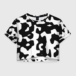 Футболка 3D укороченная женская Камуфляж Cowskin крупный, цвет: 3D-принт