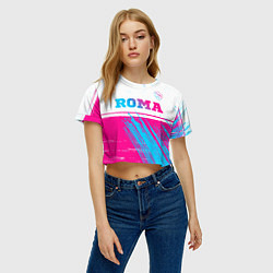 Футболка 3D укороченная женская Roma neon gradient style: символ сверху, цвет: 3D-принт — фото 2