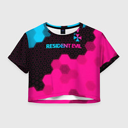 Футболка 3D укороченная женская Resident Evil - neon gradient: символ сверху, цвет: 3D-принт