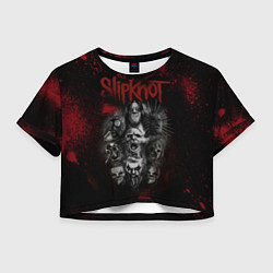 Футболка 3D укороченная женская Slipknot dark red, цвет: 3D-принт