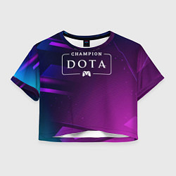 Футболка 3D укороченная женская Dota gaming champion: рамка с лого и джойстиком на, цвет: 3D-принт