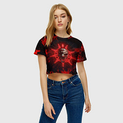 Футболка 3D укороченная женская Slipknot red satan star, цвет: 3D-принт — фото 2