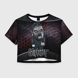 Футболка 3D укороченная женская Slipknot dark black, цвет: 3D-принт