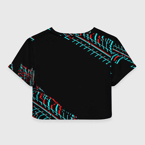 Женский топ Значок Toyota в стиле glitch на темном фоне / 3D-принт – фото 2