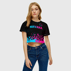 Футболка 3D укороченная женская Nirvana - neon gradient: символ сверху, цвет: 3D-принт — фото 2