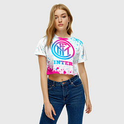 Футболка 3D укороченная женская Inter neon gradient style, цвет: 3D-принт — фото 2