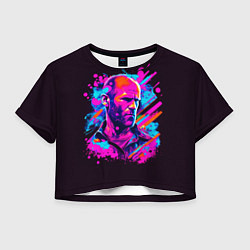 Футболка 3D укороченная женская Jason Statham - pop art, цвет: 3D-принт