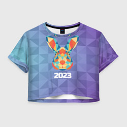 Футболка 3D укороченная женская Кролик из мозаики 2023, цвет: 3D-принт