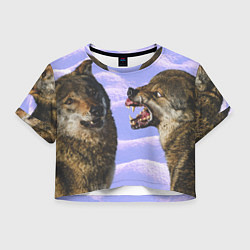 Футболка 3D укороченная женская Приколы про Волков мемы, цвет: 3D-принт