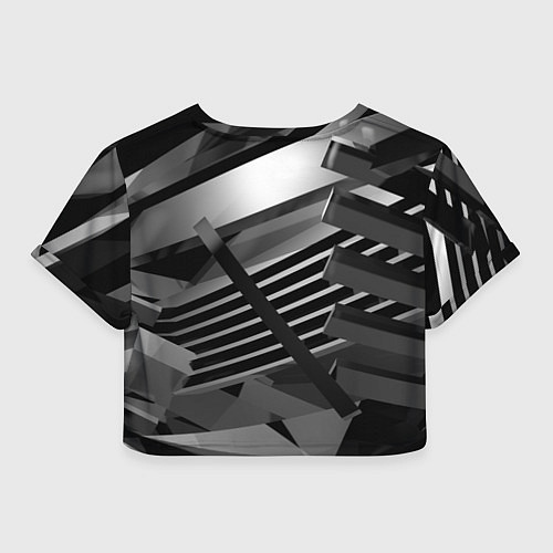 Женский топ Жёсткий абстрактный серый и тёмно-серый металл / 3D-принт – фото 2