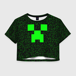 Футболка 3D укороченная женская Minecraft green squares, цвет: 3D-принт